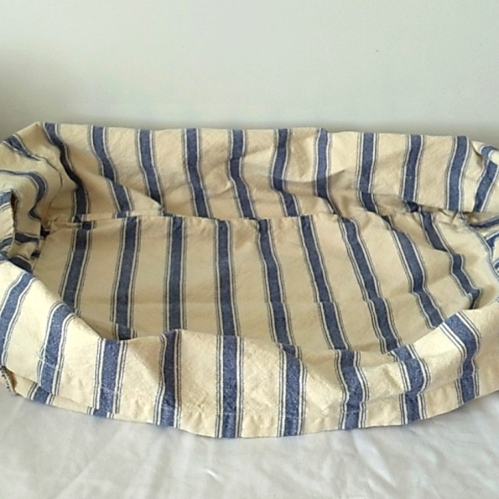 POTTERY BARN Tan/Cream & Blue Striped Cloth Basket Liner